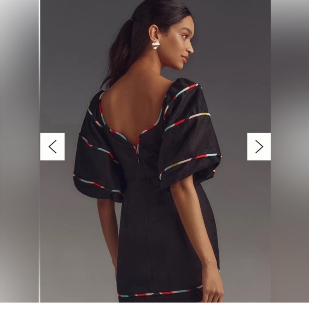 NWT FARM Rio Black Colored Stripes Mini Dress - Picture 2 of 6